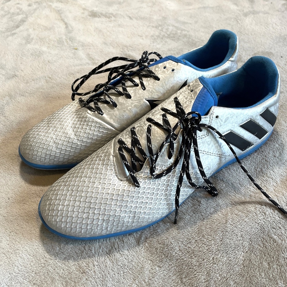 Adidas Messi 16.3 Indoor Soccer Shoes Silver Teal Men's Sz 11.5 EU 46